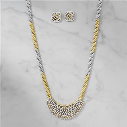 Cz Classic Pendant Set With 2 Tone Rhodium Plating