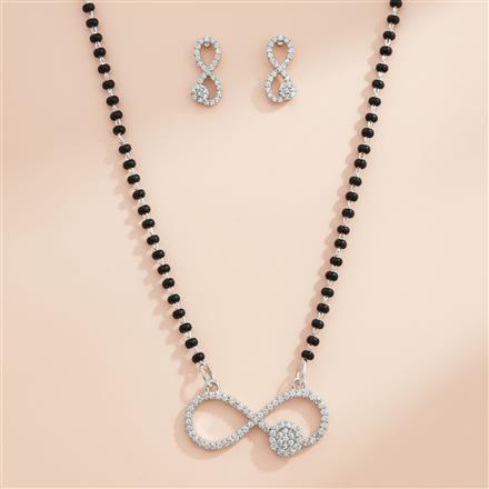 Cz Delicate Mangalsutra With 2 Tone Rhodium Plating