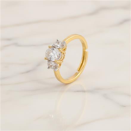 Cz Adjustable Ring With 2 Tone Rhodium Plating