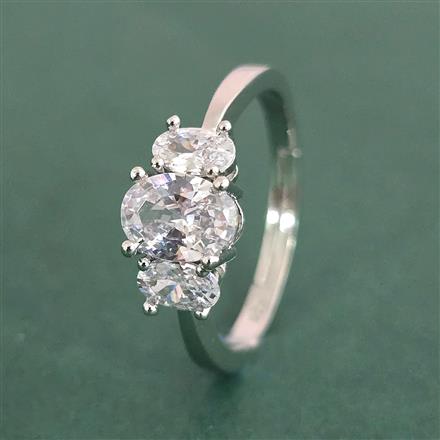 Cz Adjustable Ring With 2 Tone Rhodium Plating