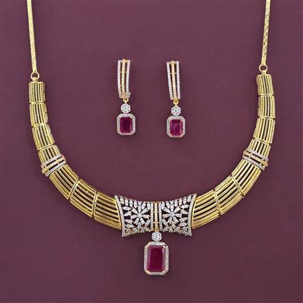 Cz Classic Necklace With 2 Tone Plating