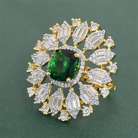 Cz Adjustable Ring With 2 Tone Plating