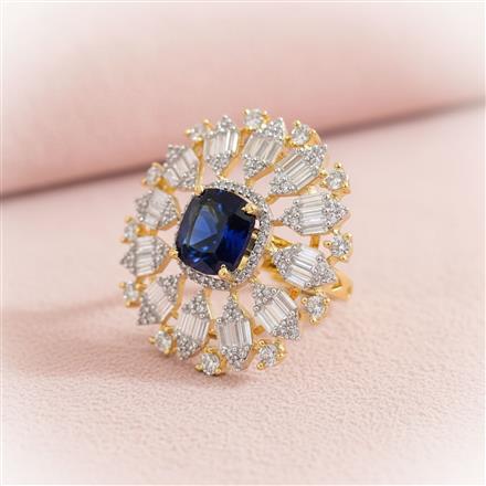 Cz Adjustable Ring With 2 Tone Plating