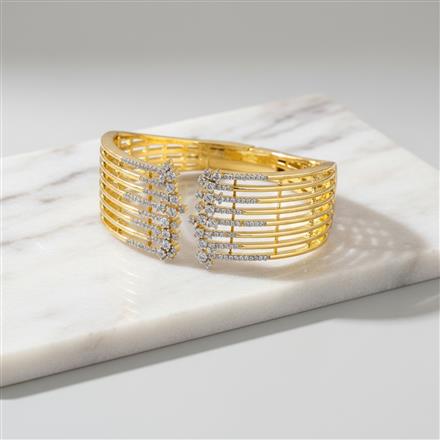 Cz Openable Kada With Carat 2 Tone Rhodium Plating