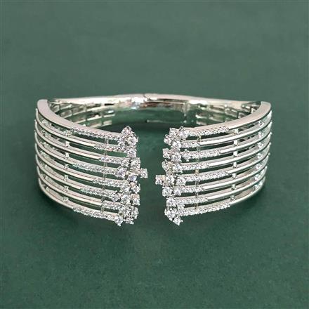 Cz Openable Kada With Carat 2 Tone Rhodium Plating