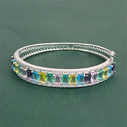 Cz Openable Kada With Rhodium Plating