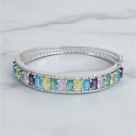 Cz Openable Kada With Rhodium Plating