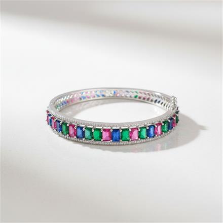 Cz Openable Kada With Rhodium Plating