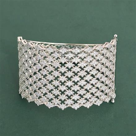 Cz Openable Kada With 2 Tone Rhodium Plating