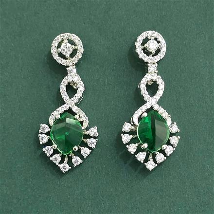 Cz Classic Earring With Rhodium Plating