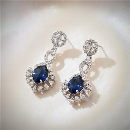 Cz Classic Earring With Rhodium Plating