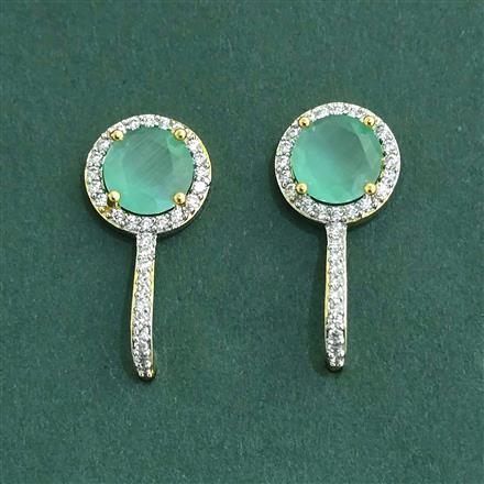 Cz Delicate Earring With 2 Tone Plating