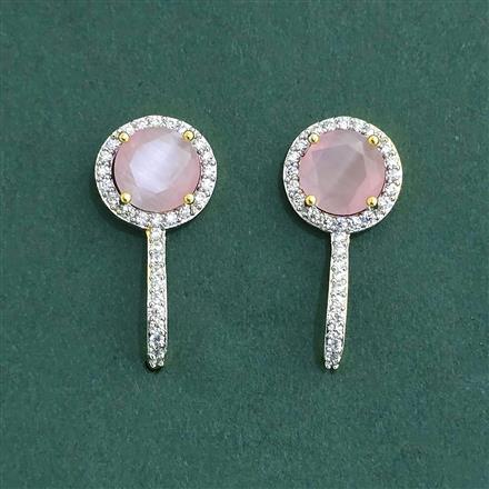 Cz Delicate Earring With 2 Tone Plating