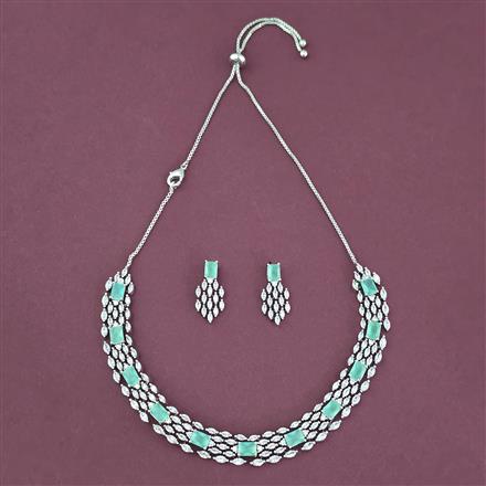 Cz Classic Necklace With Rhodium Plating