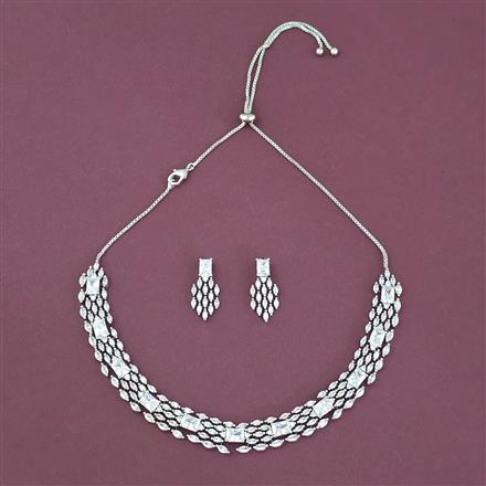 Cz Classic Necklace With Rhodium Plating