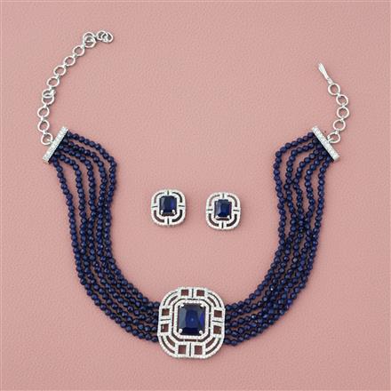 Cz Choker Necklace With Rhodium Plating