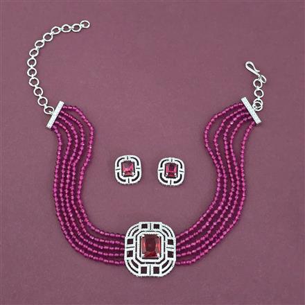 Cz Choker Necklace With Rhodium Plating