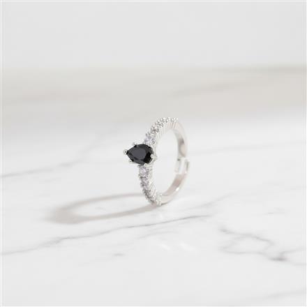 Cz Adjustable Ring With Rhodium Plating