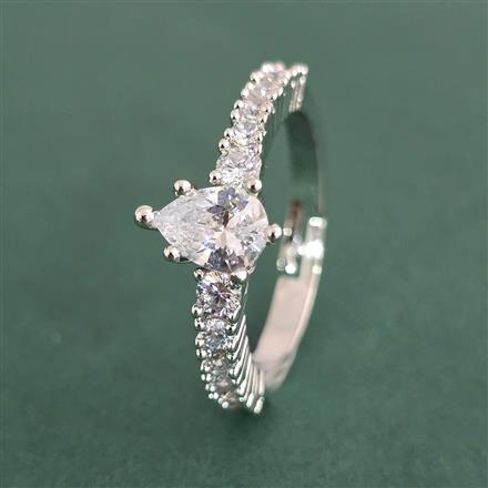 Cz Adjustable Ring With Rhodium Plating