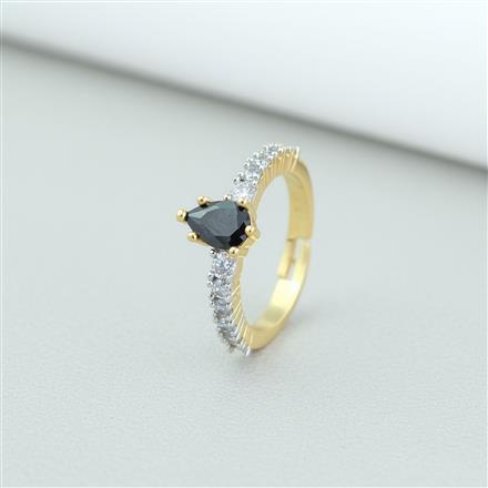 Cz Adjustable Ring With 2 Tone Plating