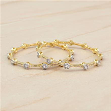 Cz Classic Bangles With 2 Tone Plating