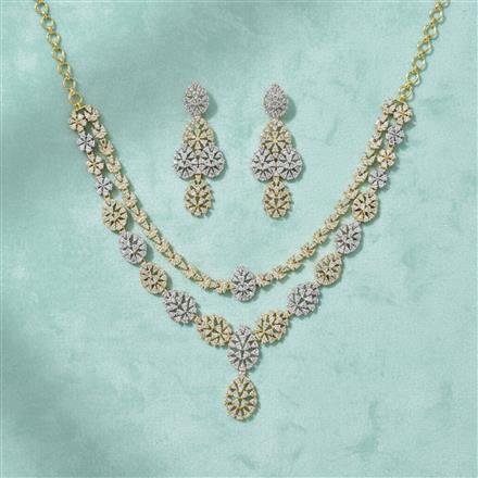 Cz Classic Necklace With 2 Tone Plating