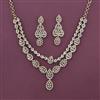 Cz Classic Necklace With Mehndi Rhodium Plating