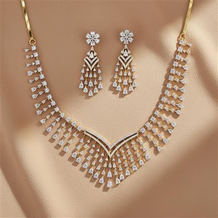 Cz Classic Necklace With 2 Tone Rhodium Plating