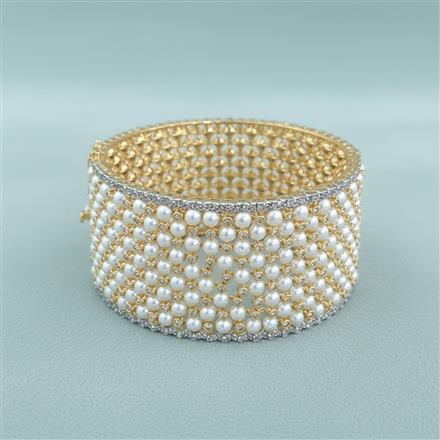 Cz Openable Bangles With 2 Tone Rhodium Plating