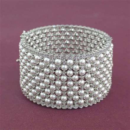 Cz Openable Bangles With 2 Tone Rhodium Plating