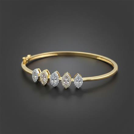 Cz Openable Kada With Rhodium Plating
