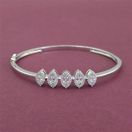 Cz Openable Kada With Rhodium Plating