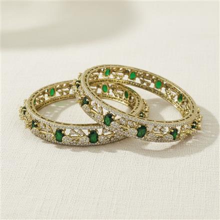 Cz Classic Bangles With Mehndi Plating