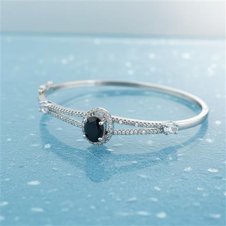 Cz Openable Kada With Rhodium Plating