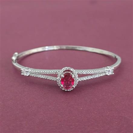 Cz Openable Kada With Rhodium Plating