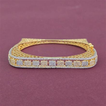 Cz Openable Kada With 2 Tone Rhodium Plating