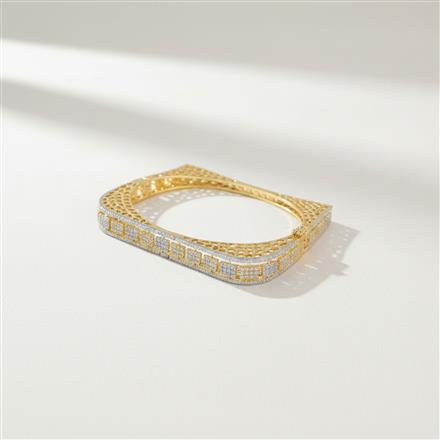 Cz Openable Kada With 2 Tone Rhodium Plating