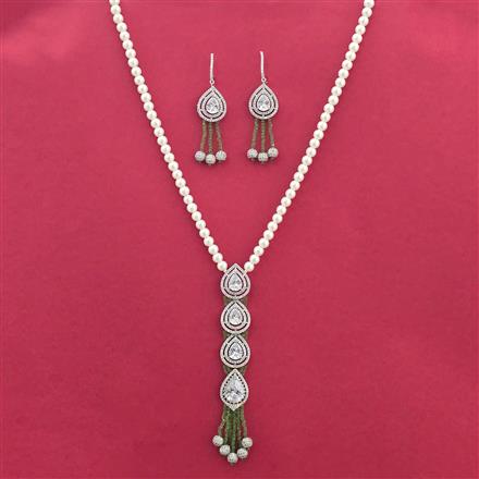 Cz Moti Pendant Set With Rhodium Plating