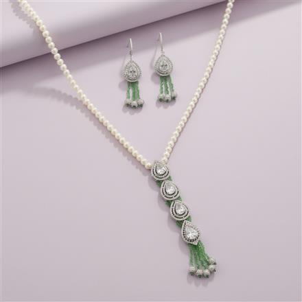 Cz Moti Pendant Set With Rhodium Plating