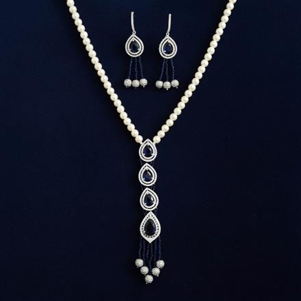 Cz Moti Pendant Set With Rhodium Plating