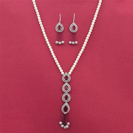 Cz Moti Pendant Set With Rhodium Plating