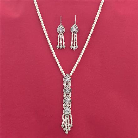 Cz Moti Pendant Set With Rhodium Plating