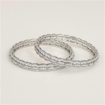 Cz Classic Bangles With Rhodium Plating
