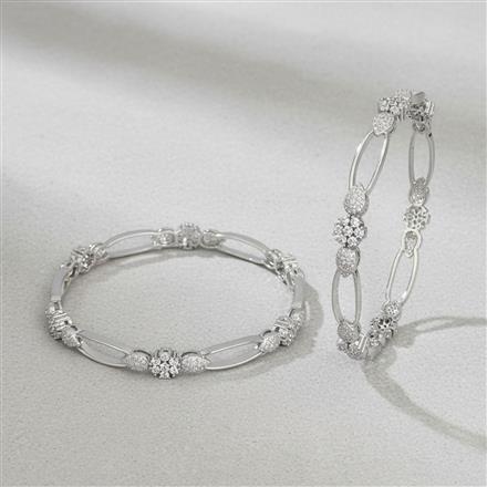 Cz Classic Bangles With Rhodium Plating