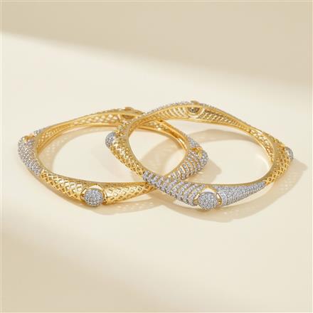 Cz Classic Bangles With 2 Tone Plating