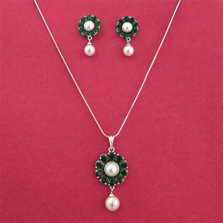 Cz Moti Pendant Set With Rhodium Plating