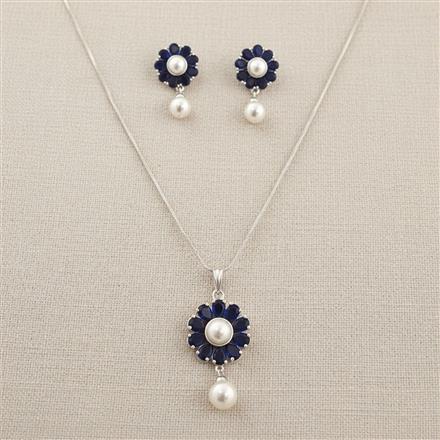 Cz Moti Pendant Set With Rhodium Plating