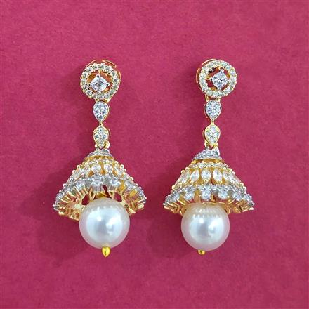 Cz Jhumki With Mehndi 2 Tone Rhodium Plating