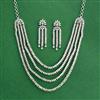 Cz Classic Necklace Set With Rhodium Plating