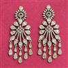 Cubic Zirconia Classic Earring With Mehndi 2 Tone Rhodium Plating